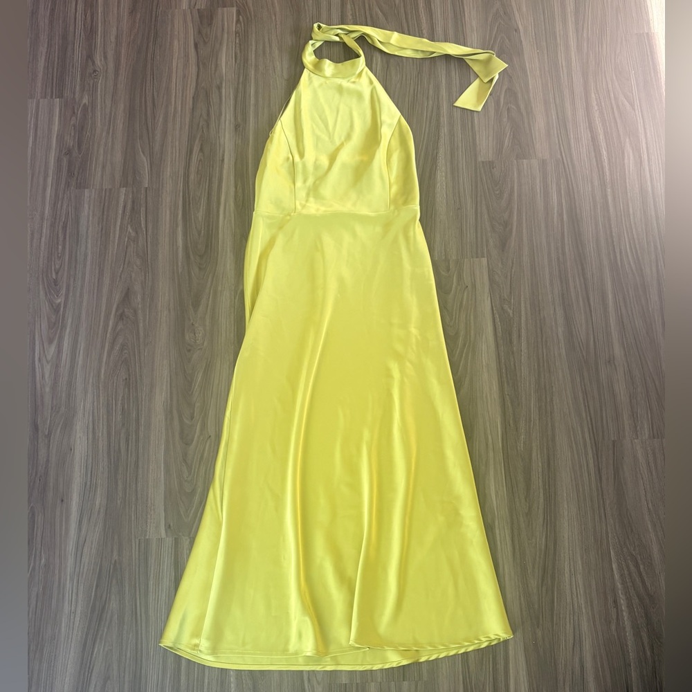 Elegant lime green Halter Dress